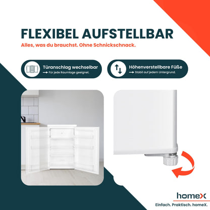 homeX Mini Kühl-Gefrierkombination 109L Weiss - 85cm Hoch