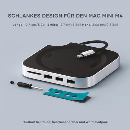 SATECHI Mac mini M4 Hub Stand NVMe SSD Dock - Silber