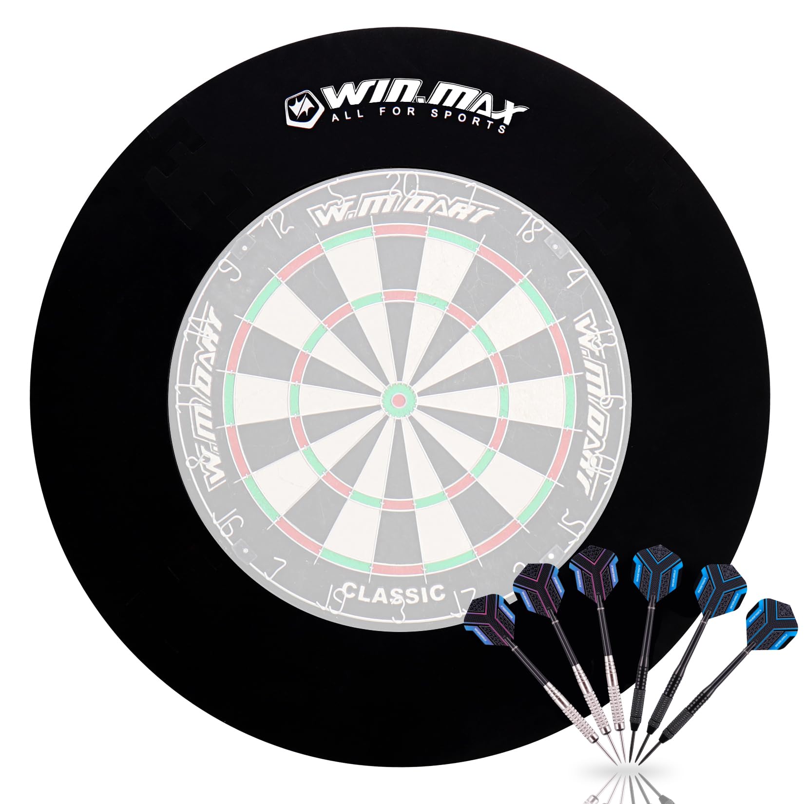 WIN.MAX Dart Surround Auffangring EVA schwarz für 455 mm Dartscheiben, runder Wandschutz aus Schaumstoff
