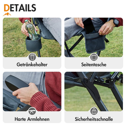 Portal Campingstuhl faltbar mit verstellbarer Rückenlehne bis 160 kg