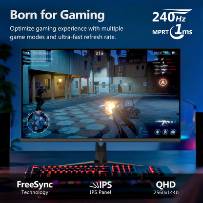 Z-Edge 27 Zoll 240Hz QHD IPS Gaming Monitor - Schwarz