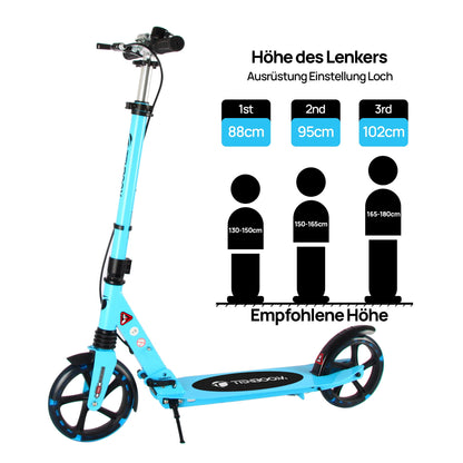 TENBOOM Tretroller Cityroller Erwachsene & Kinder – 200mm Räder, 2 Bremsen