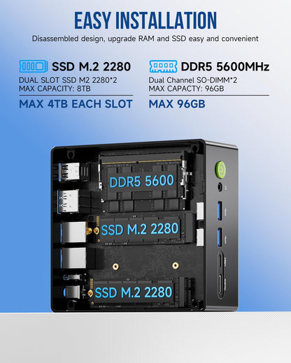 GMKtec K8 Plus Gaming Mini PC - Ryzen 7 8845HS 32GB/1TB