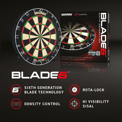 WINMAU Blade 6 Bristle Dartscheibe Set mit Surround und Darts
