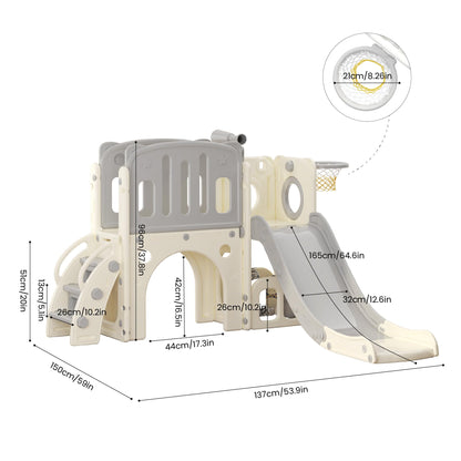 hoopyosms Kinder Rutsche Klettergerüst Spielturm Set - Grau