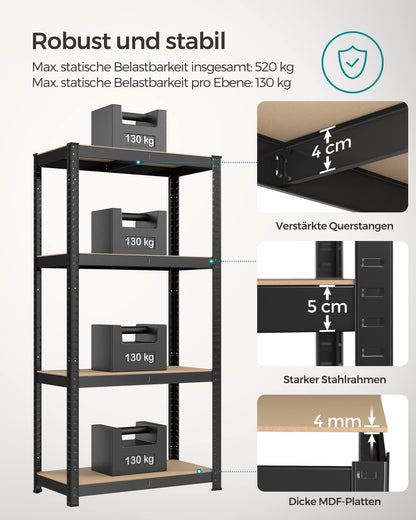 SONGMICS Schwerlastregal GLR044B02, 2er Set, Stahl, 160 cm, schwarz