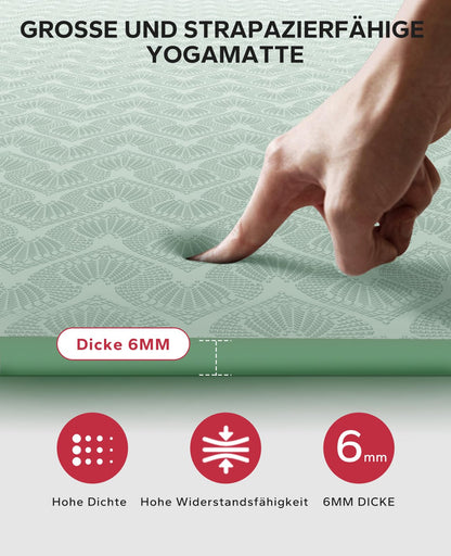 HAPBEAR Yogamatte Rutschfest – XXL Extra Breit 198x137cm 6mm