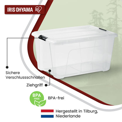 Iris Ohyama NTB-45 Aufbewahrungsboxen – 45L Transparent 6er-Set
