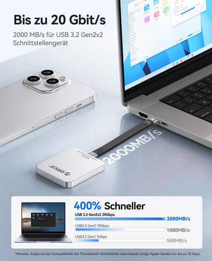 ORICO K20Mini 1TB Externe SSD - iPhone 15/16 Typ-C Magnetisch