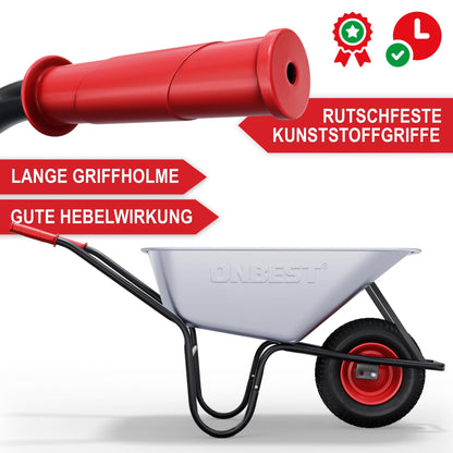 ONBEST Schubkarre Bauschubkarre – 100L vollverzinkt silber