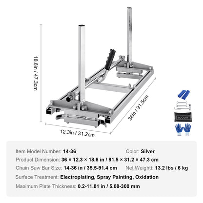 VEVOR Kettensägenmühle Tragbares Sägewerk aus Stahl 355–914 mm