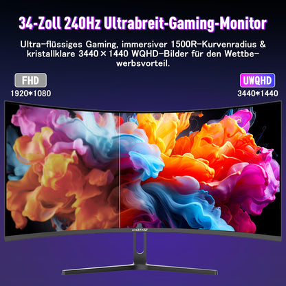 Amzfast AMZG34C5QPro Curved Gaming Monitor - 34 Zoll 240Hz