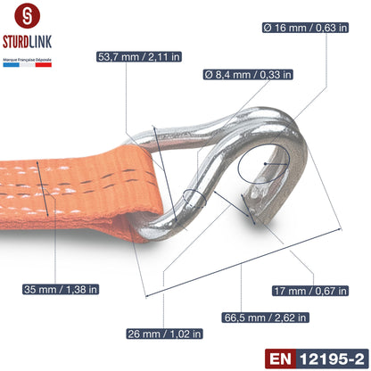 Automatik Zurrgurt Selbstaufrollend 35mm 5m J-Haken 2er Set