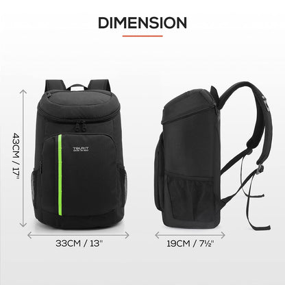TOURIT Kühlrucksack 28L, leicht, mit Flaschenöffner, schwarz