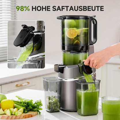 AMZCHEF Entsafter Slow Juicer XXL Öffnung - Grau
