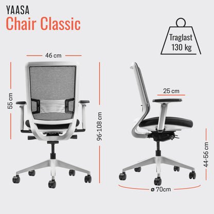 Yaasa Chair Classic Ergonomischer Büro-Drehstuhl - Weiss