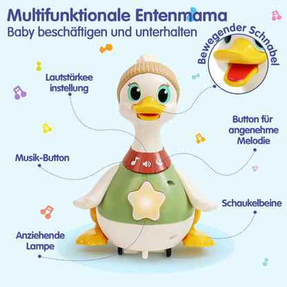 HOLA Dancing Duck Familie, Krabbelspielzeug mit Licht und Musik