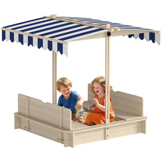 Outsunny Felix Kindersandkasten mit Dach aus Holz – Natur