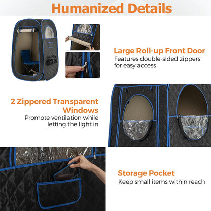 HOMASIS Dampfsauna tragbar Heimsauna Set – Schwarz