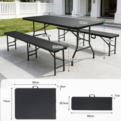 Sekey Bierzeltgarnitur klappbar, Kunststoff, 180 cm, schwarz