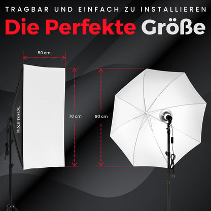 PIXETOOL Fotostudio Licht-Set – 2 Softboxen LED 50x70 cm