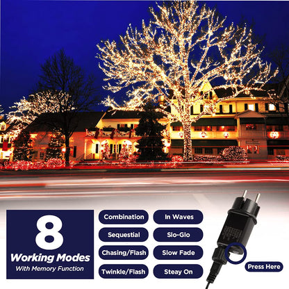 ELKTRY Cluster Lichterkette 2000 LED Aussen IP44 50m Warmweiss