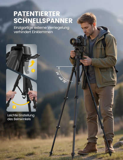 Lamicall Kamerastativ mit Schnellöffnung, 170 cm, bis 8 kg