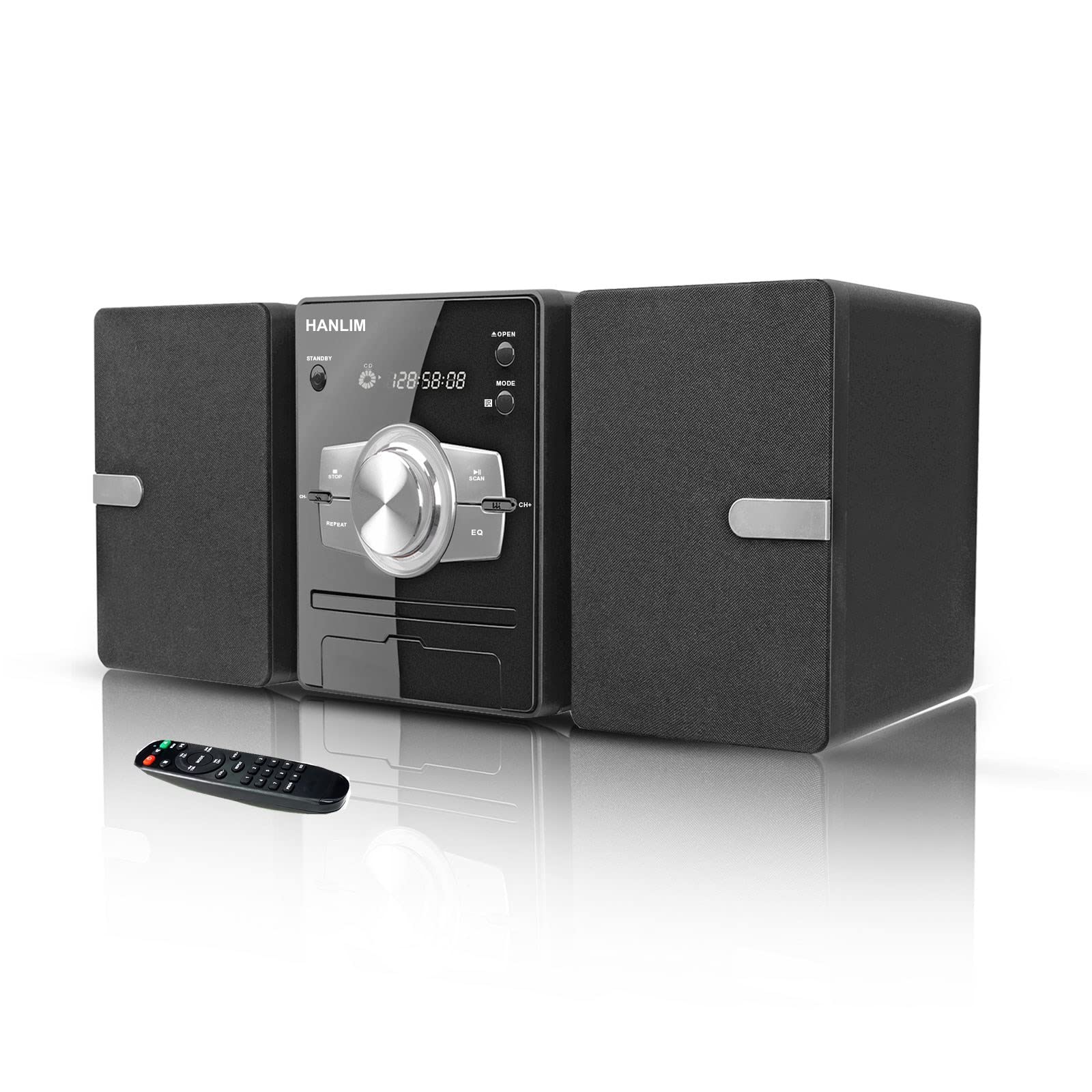 AudioPro Mini-Komponente CD-System 30W - Bluetooth, USB, UKW. Schwarzes Gerät. Spielt Audio via CD, BT, USB, UKW.