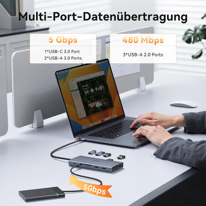 USB C Laptop Dockingstation 15-in-1 Triple Display 8K