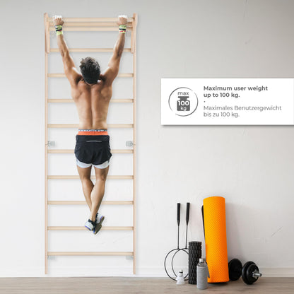 AktivFit Sprossenwand Heim-Fitness mit verstellbaren Holzringen