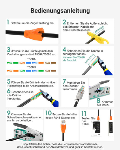 VCELINK Netzwerk Werkzeug Set mit RJ45 Crimpzange und Kabeltester