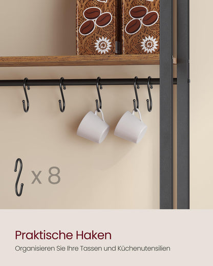 VASAGLE Küchenregal mit Steckdosen KKS058K02, 40 x 60 x 170 cm