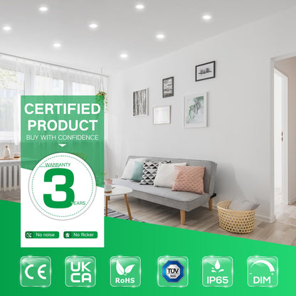 ALUSSO LED Einbaustrahler Dimmbar IP65 7W Nickel gebürstet 6er Set