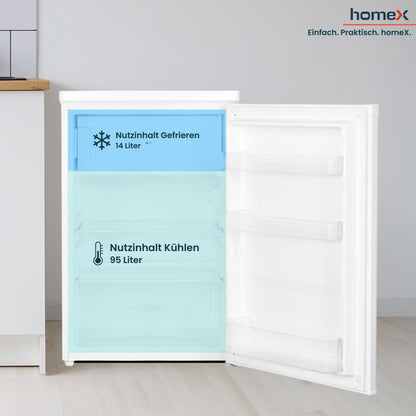 homeX Mini Kühl-Gefrierkombination 109L Weiss - 85cm Hoch