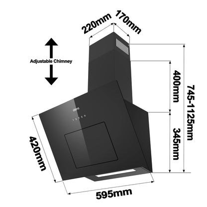 CIARRA CBCB6736M Kopffreie Dunstabzugshaube 60cm Umluft Wi-Fi