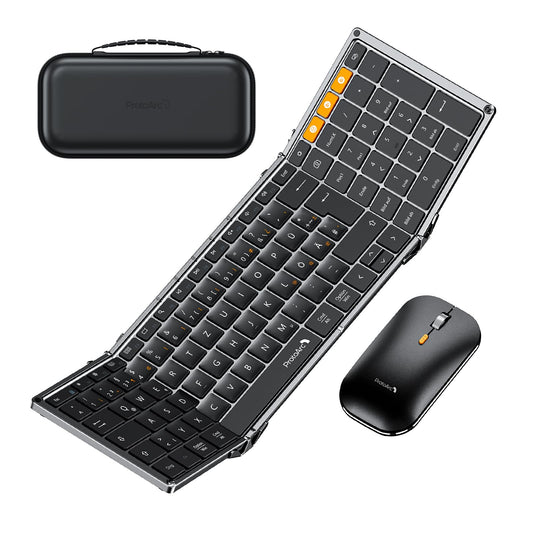 ProtoArc XKM01 Faltbare Kabellose Tastatur & Maus Set QWERTZ - Space Grau