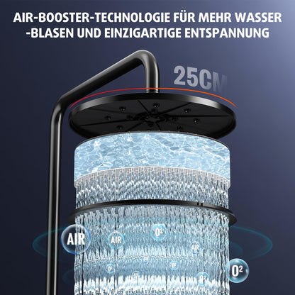 Rainsworth Duschsystem Komplettset – Regendusche Schwarz 25cm