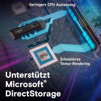 Crucial T500 SSD 2TB PCIe Gen4 NVMe M.2 mit Kühlkörper