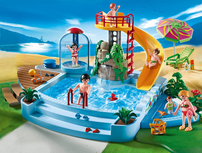 PLAYMOBIL 4858 Freibad mit Rutsche Spielset – Wasserspielzeug