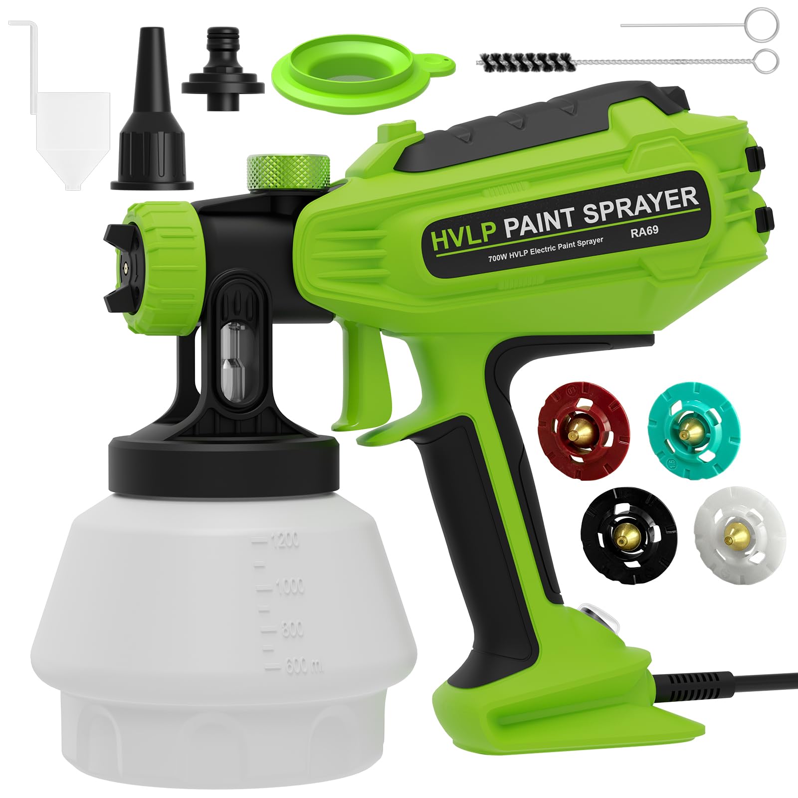 SprühMax 700W HVLP Elektrisches Farbsprühsystem – 1200ml, Handgerät mit 1200ml Behälter für effizienten Farbauftrag.