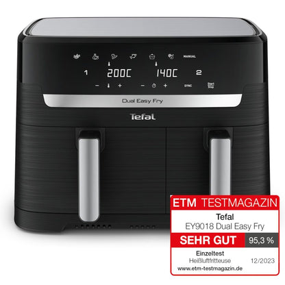 Tefal Dual Easy Fry Heissluftfritteuse Doppelkammer - Schwarz EY9018