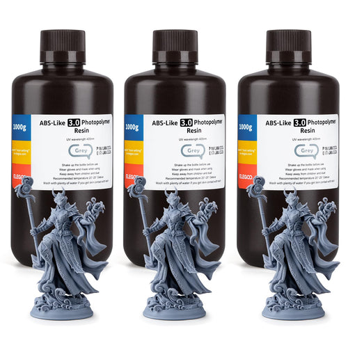 ELEGOO ABS-Like 3.0 3D Drucker Resin – 3 x 1000g Grau: Zur Erstellung widerstandsfähiger Modelle im Harz-3D-Druck.