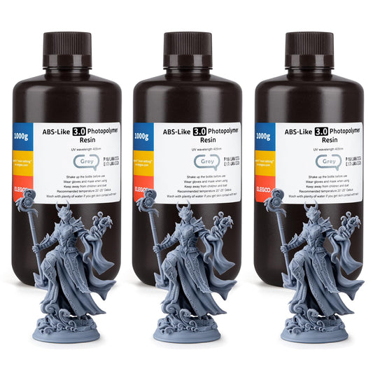 ELEGOO ABS-Like 3.0 3D Drucker Resin – 3 x 1000g Grau: Zur Erstellung widerstandsfähiger Modelle im Harz-3D-Druck.