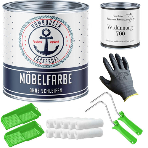 Hamburger Lack-Profi Möbelfarbe ohne Schleifen, Holz & Metall, 1 Liter, Farbdose