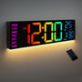 HAITANG PH-01 Digitale LED-Wanduhr mit Temperatur und Nachtlicht, grosse LED-Anzeige