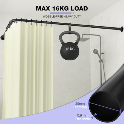 YOFOQ Duschstange L-Form Edelstahl verstellbar 62-94x141-174cm