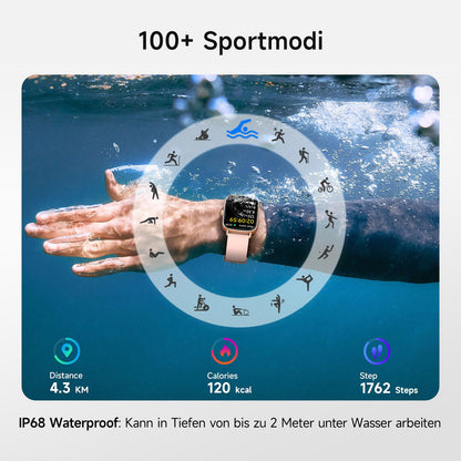 AEAC Smartwatch Damen mit Telefonfunktion, 1.85" HD, IP68 wasserdicht