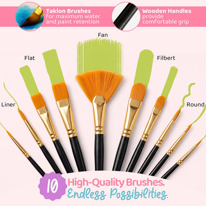 Chalkola Acrylfarben Set mit Staffelei, 32 Farben, 10 Leinwände