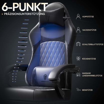 Dowinx ergonomischer Gaming Stuhl aus PU-Leder - schwarz