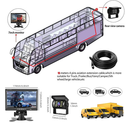 ANDUBEST Rückfahrkamera Set mit 7 Zoll Monitor, AHD 1080P, IP68